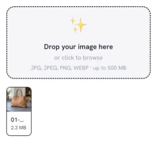 Standard MiOffice Remove Background upload area showing JPG, JPEG, PNG, WebP and a 500 MB limit