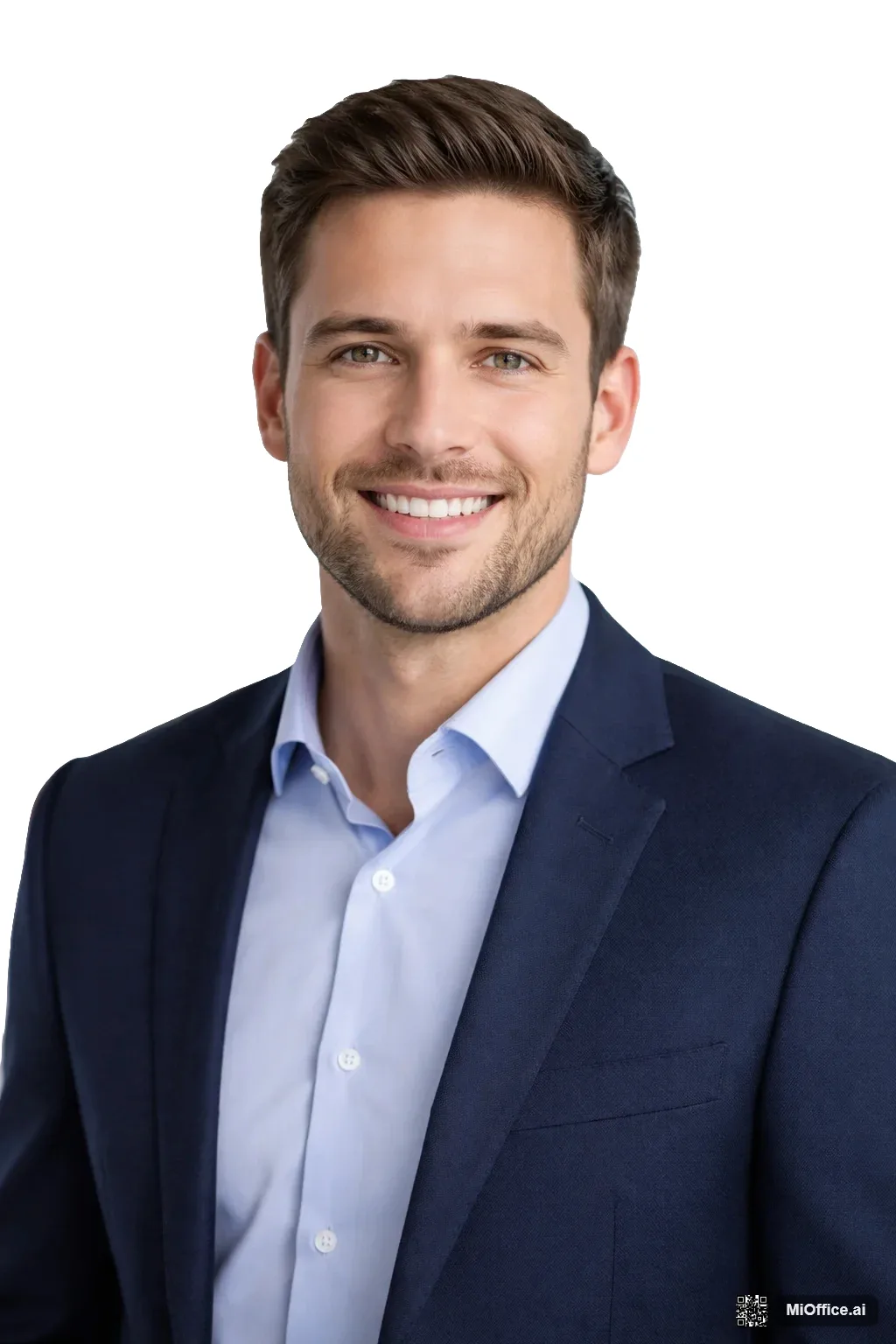 Portrait on a white background from a tester-supplied output