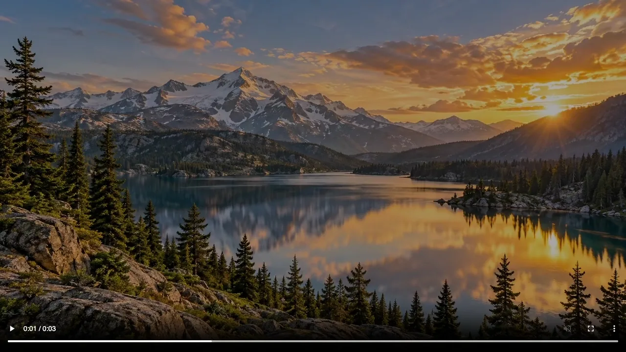 MiOffice AI SDR reference video An SDR reference video playing in a browser, showing a mountain lake, bright clouds, and shadow detail